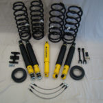 A group of springs, shocks and other parts.