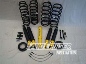 A group of springs, shocks and other parts.
