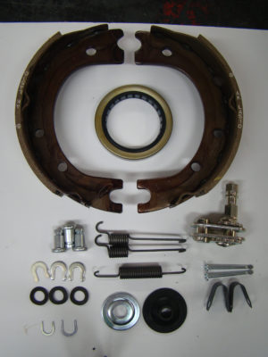A set of brake parts including springs, spring and hardware.